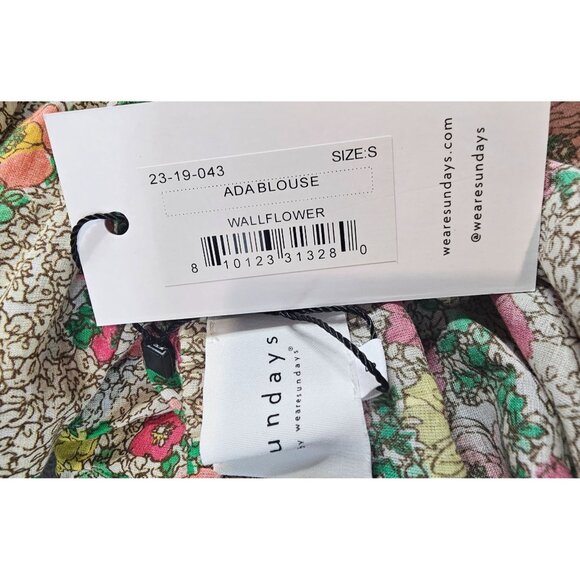 Sundays Womens S Ada Puff Sleeve Elastic Waist Crop Top Blouse in Wallflower NWT - Picture 8 of 9